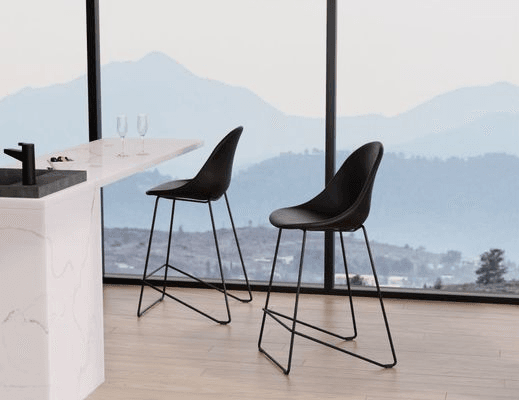 Pebble Stool Black Upholstered Vintage Seat