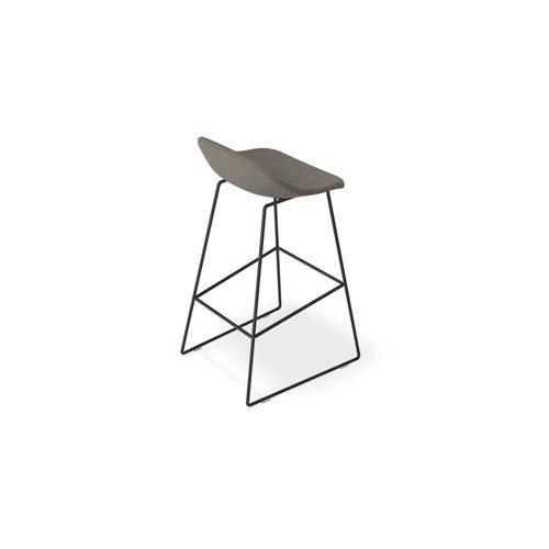 Pop Stool with Black Frame and Fabric Grey Seat