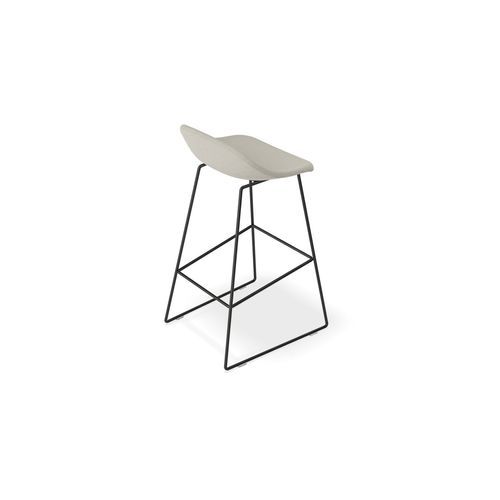 Pop Stool with Black Frame and Fabric Light Grey Seat