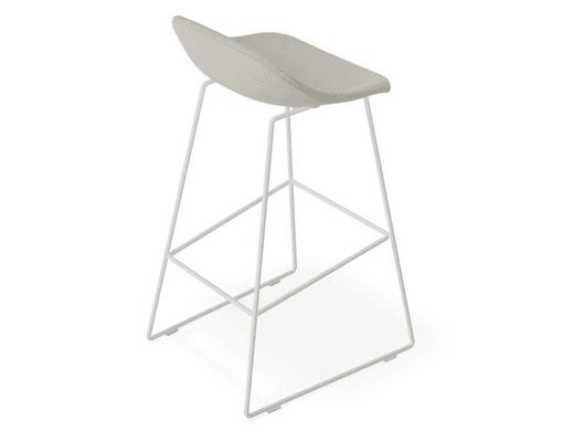 Pop Stool with White Frame and Light Grey Fabric Seat