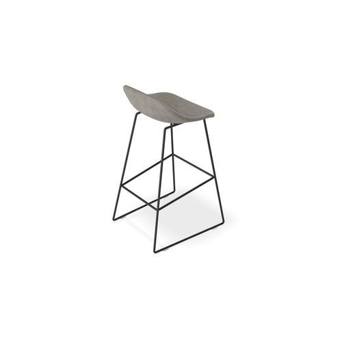 Pop Stool with Black Frame and Upholstered Vintage Grey Seat