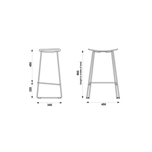 Winnie Stool -  Black Leather  - 76cm Bench Height