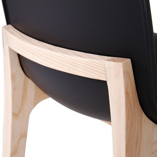 Ara Stool - Natural - Black Shell - Bar Bench Seat Height 74cm  - Black Seat - Natural Ash legs