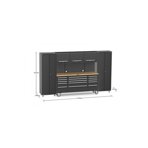 Black Workshop Garage Storage Cabinet Set | GS-P6B