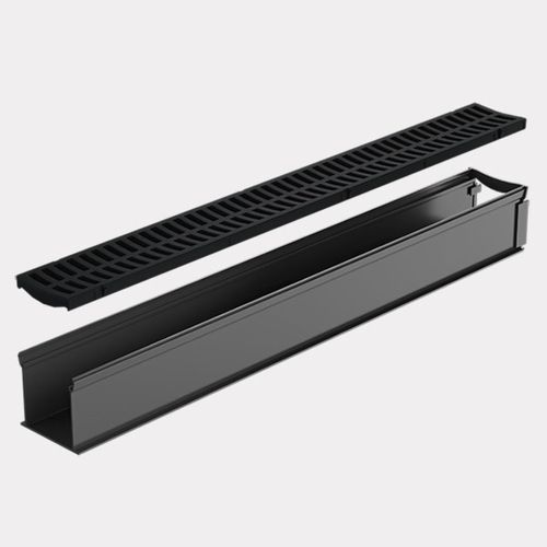Rain Drain™ Trade – 1m w/ Black Plastic Grate & Joiner