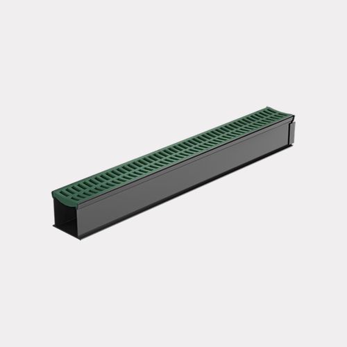 Rain Drain™ Trade – 1m w/ Green Plastic Grate & Joiner