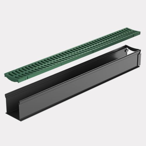 Rain Drain™ Trade – 1m w/ Green Plastic Grate & Joiner