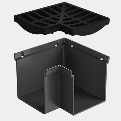 Rain Drain™ Trade – Corner with Black Plastic Grate