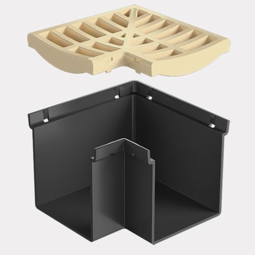Rain Drain™ Trade – Corner with Sandstone Plastic Grate