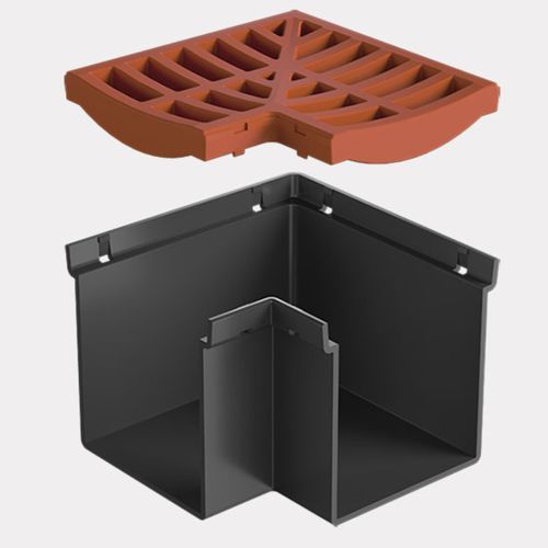 Rain Drain™ Trade – Corner w/ Terracotta Plastic Grate