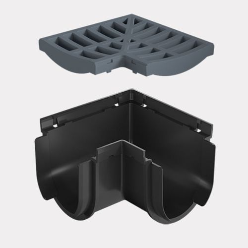 Storm Drain™ – Corner with Grey Plastic Grate