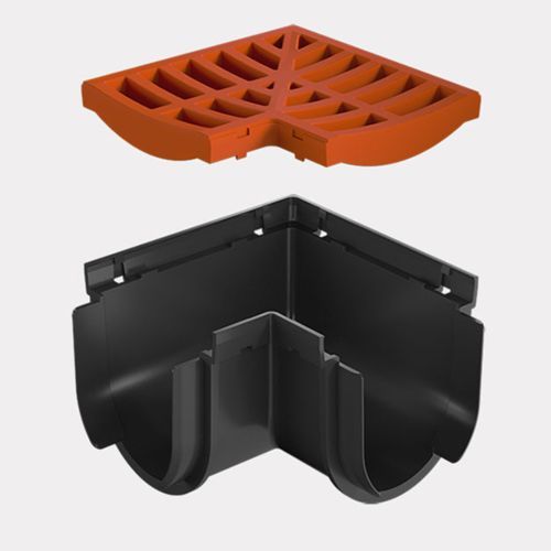 Storm Drain™ – Corner with Terracotta Plastic Grate