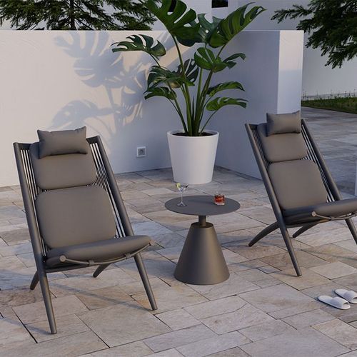 Minori Lounge Chair - Outdoor - Charcoal - Dark Grey Cushion