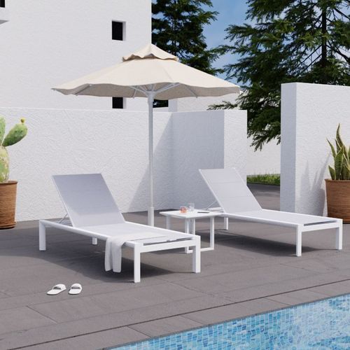 Alvor Sun Lounge - White - Light Grey Mesh