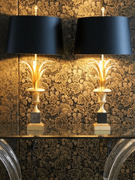 A Pair Of French Wheat Sheaf Lamps C.1970