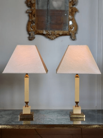 Brass and Cream Column Table Lamps c.1970’s