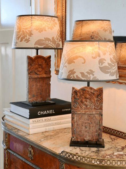 Antique Terracotta Tile Lamps C.1900
