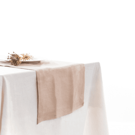 100% French Flax Linen Table Runner-Latte