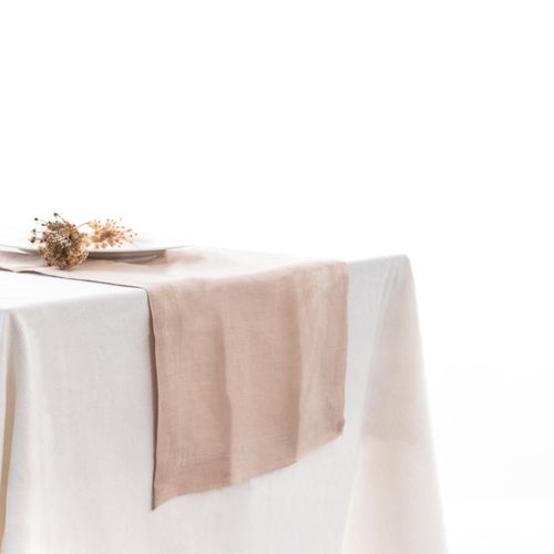 100% French Flax Linen Table Runner-Latte