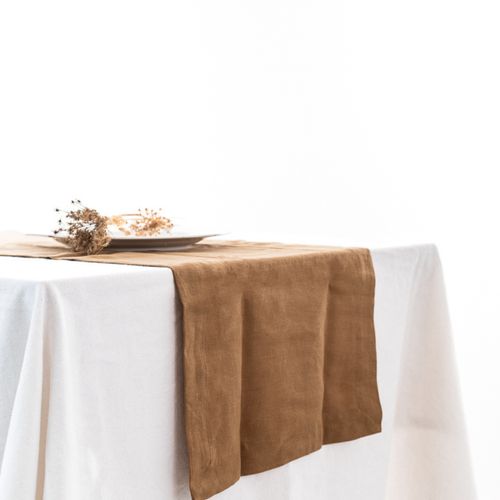 100% French Flax Linen Table Runner-Ginger