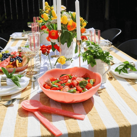100% French Flax linen Tablecloth - Sunflower Stripe