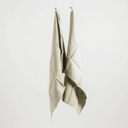 100% French Linen Tea Towel - Set 2-Sage