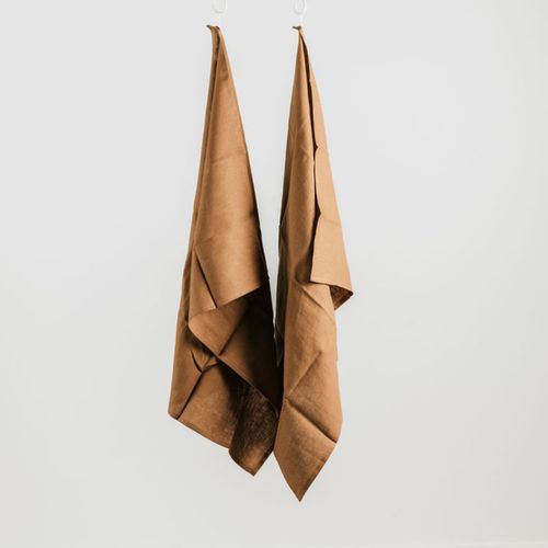 100% French Linen Tea Towel - Set 2-Ginger