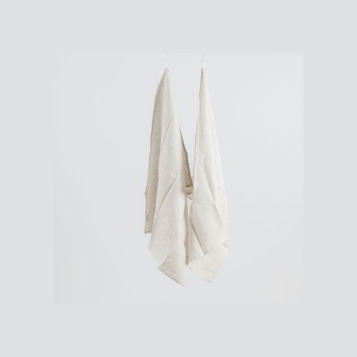 100% French Linen Tea Towel - Set 2-Charcoal Pinstripe