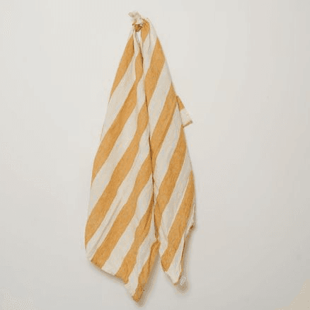 100% French Linen Tea Towel - Set 2-Sunflower Stripe