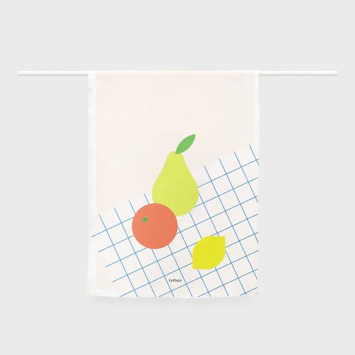 Fruit Picnic Printed Linen Tea towel, by Lettuce | 100% Linen