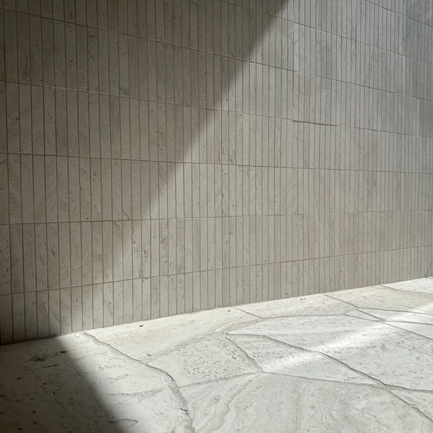 Superwhite Travertine Kit Kat Mosaic