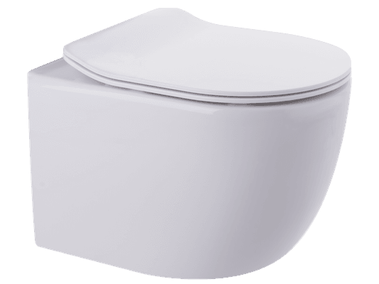Luci Wall Hung Pan Slim Seat Rimless Gloss White