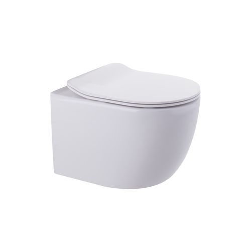 Luci Wall Hung Pan Slim Seat Rimless Gloss White