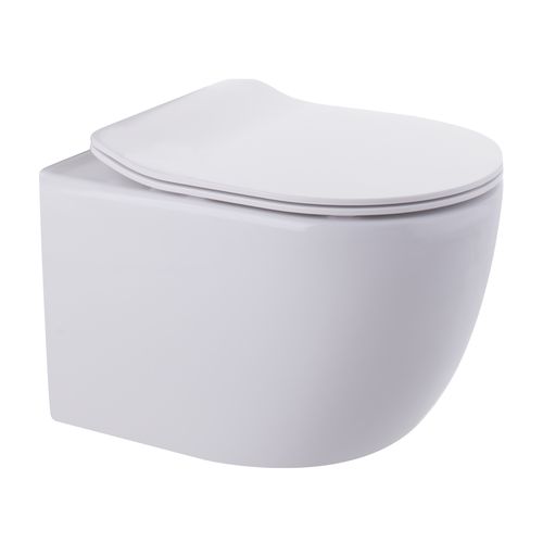 Luci Wall Hung Pan Slim Seat Rimless Gloss White