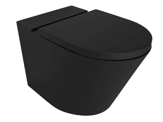 Vivo Floor Mounted Pan Thick Seat Rimless Matte Black