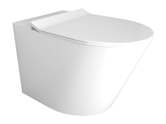 Vivo Floor Mounted Pan Slim Seat Rimless Gloss White