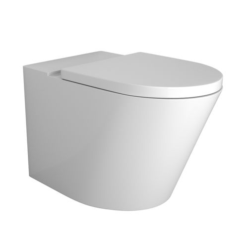 Vivo Floor Mounted Pan Thick Seat Rimless Gloss White