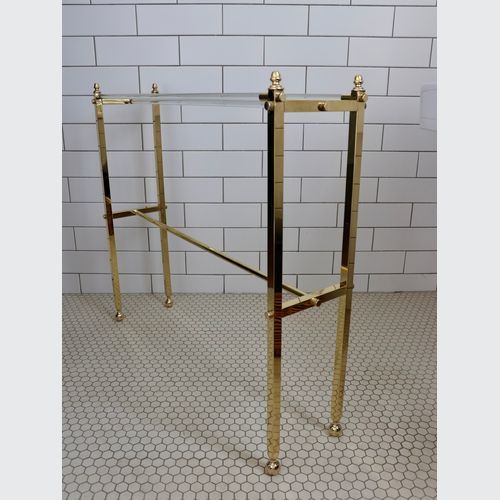 French Art Deco Glass Rod And Brass Towel Rail