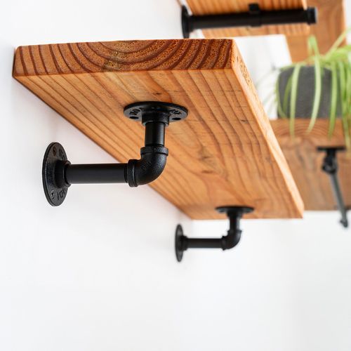 Rustic Pipe Bracket Shelf 60cm