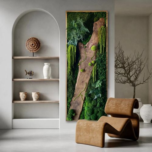 Moss Wall Art - Live Edge Wood