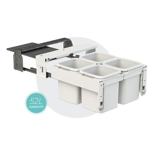 Concelo 4 x 13L Buckets | Waste + Recycling | White