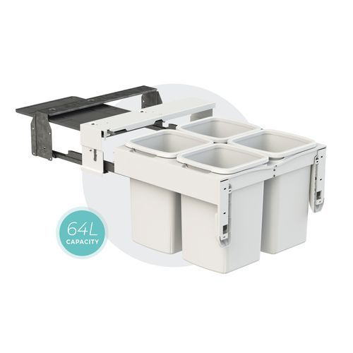 Concelo 4 x 16L Buckets | Waste + Recycling | White