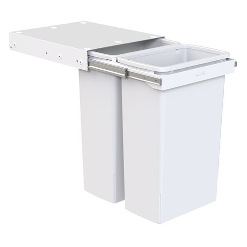 Hideaway Compact 2 x 40L Buckets | Handle Pull | White
