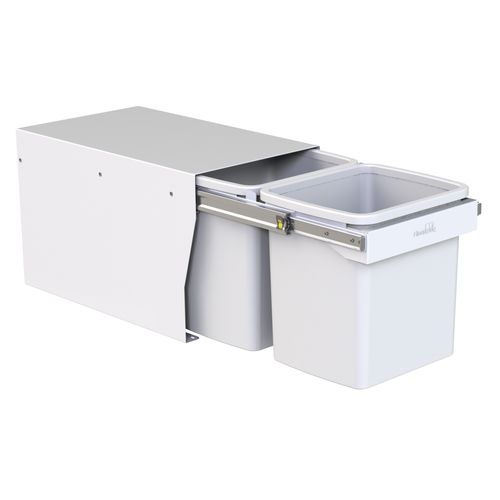 Compact Floor Mount 2 x 15L | Handle Pull | White