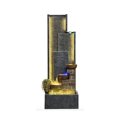 Modern Tiered Water Feature Grey 47 x 36 x 125cm