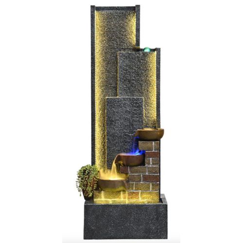Modern Tiered Water Feature Grey 47 x 36 x 125cm