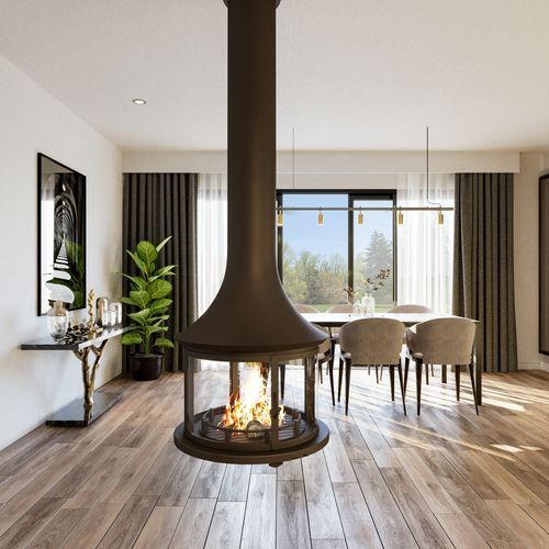 JC Bordelet Lea 998 - Suspended Wood Fireplace