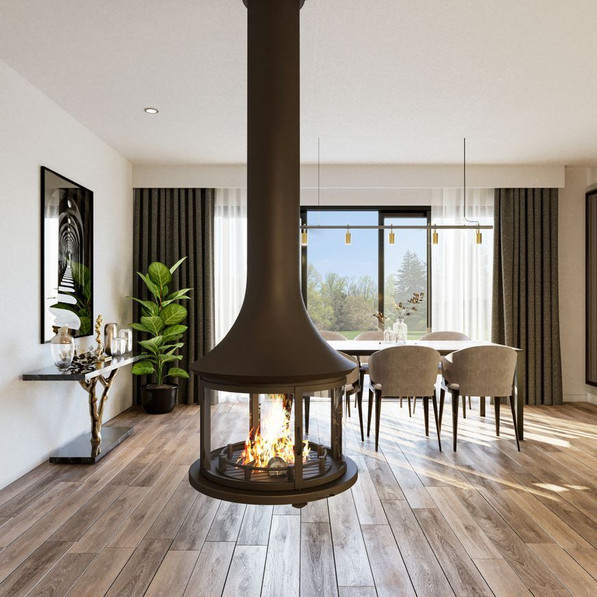 JC Bordelet Lea 998 - Suspended Wood Fireplace