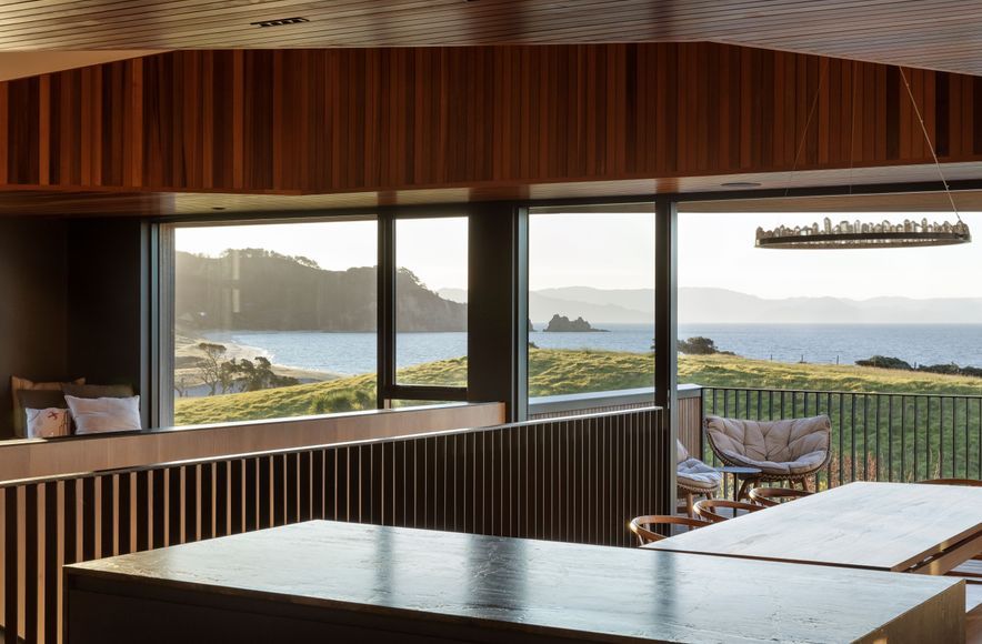 A richly textured beach home with views from hill to horizon