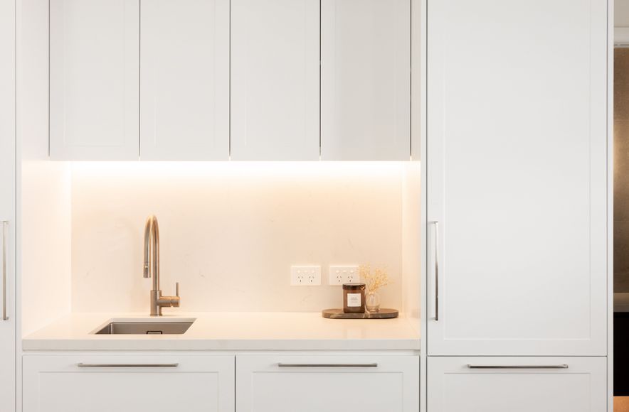 Mission Bay Home Office Bathroom & Kitchenette Design